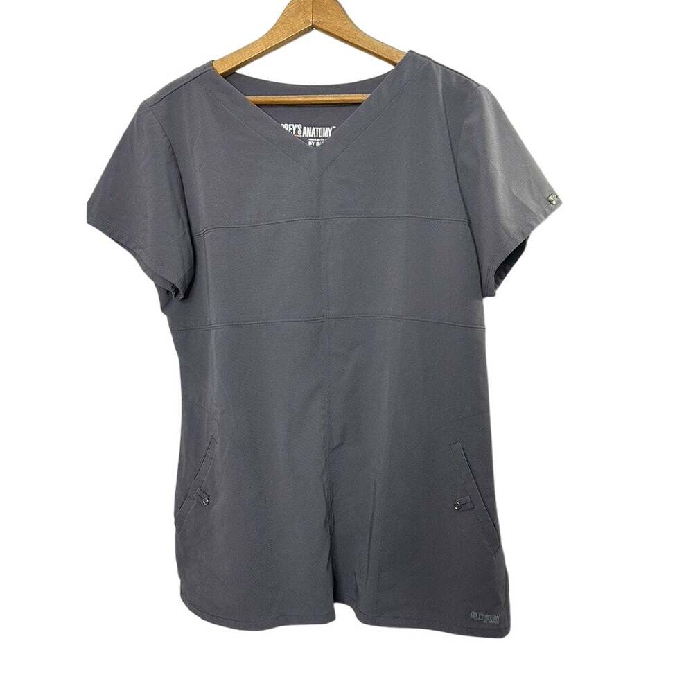 Grey's Anatomy by Signature Gray Short Sleeve Scrub Top Size Large